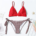 Femme A Bretelles Rouge Bikini à nouettes Bikinis Maillots de Bain - Rayé S M L Rouge / Sexy