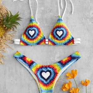 ZAFUL Tie Dye Heart Bikini Set